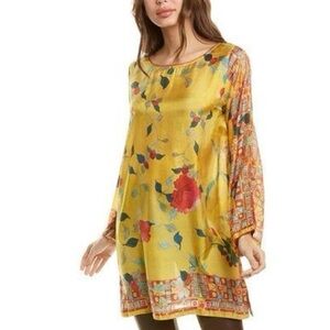 Johnny Was Sellio Yellow Floral Silk Tunic